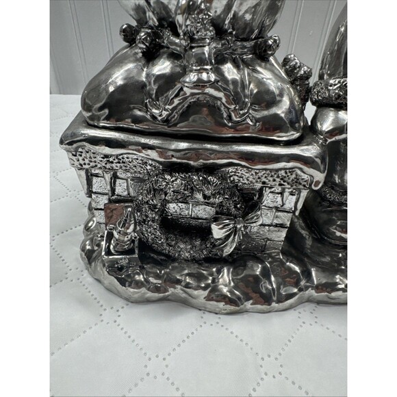 Silver Plated Santa And Chimney Candy Dish. Great Addition To Your Holiday Decor - Picture 2 of 16